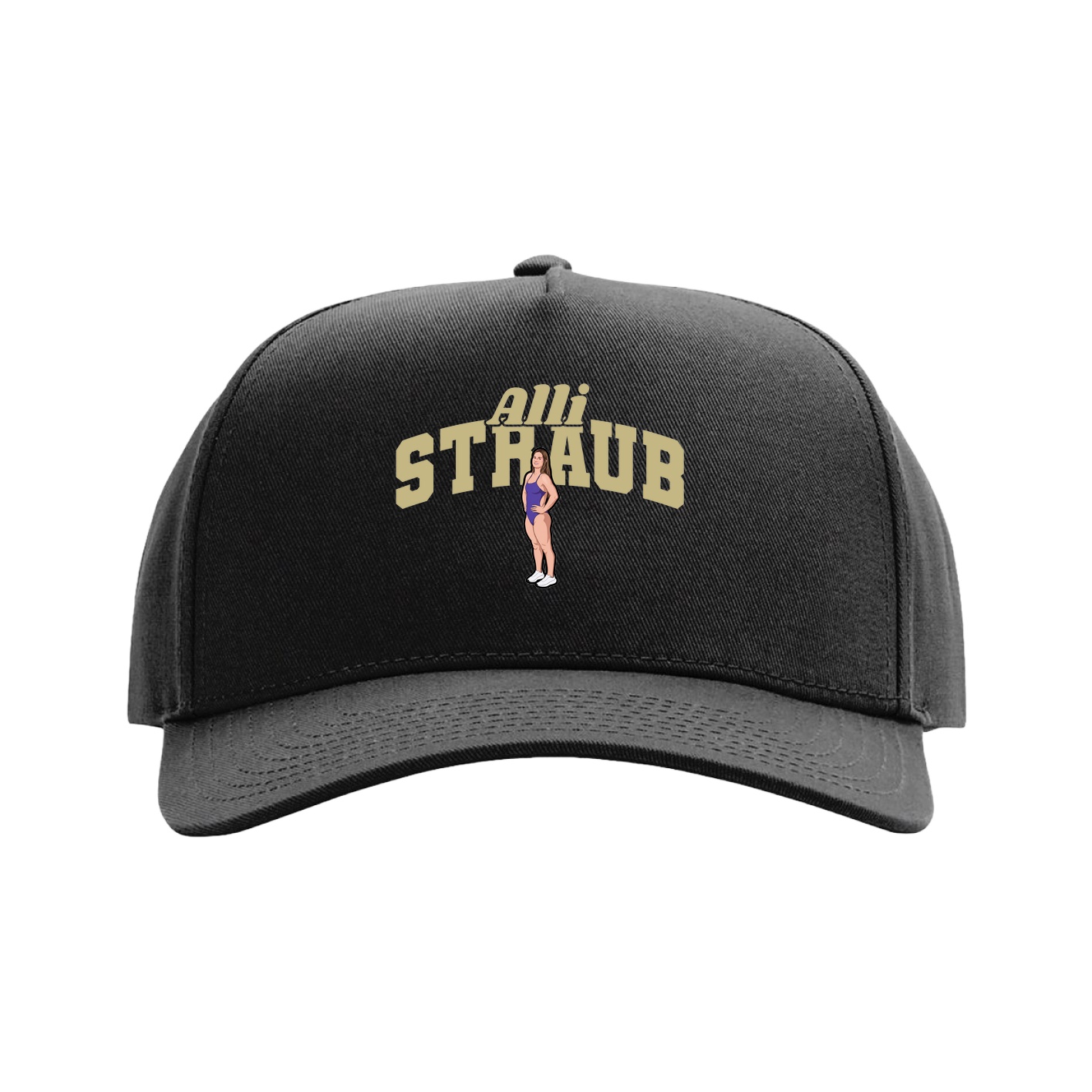 Full Fabric Five-Panel Champ Cap — Signature Arch in Black