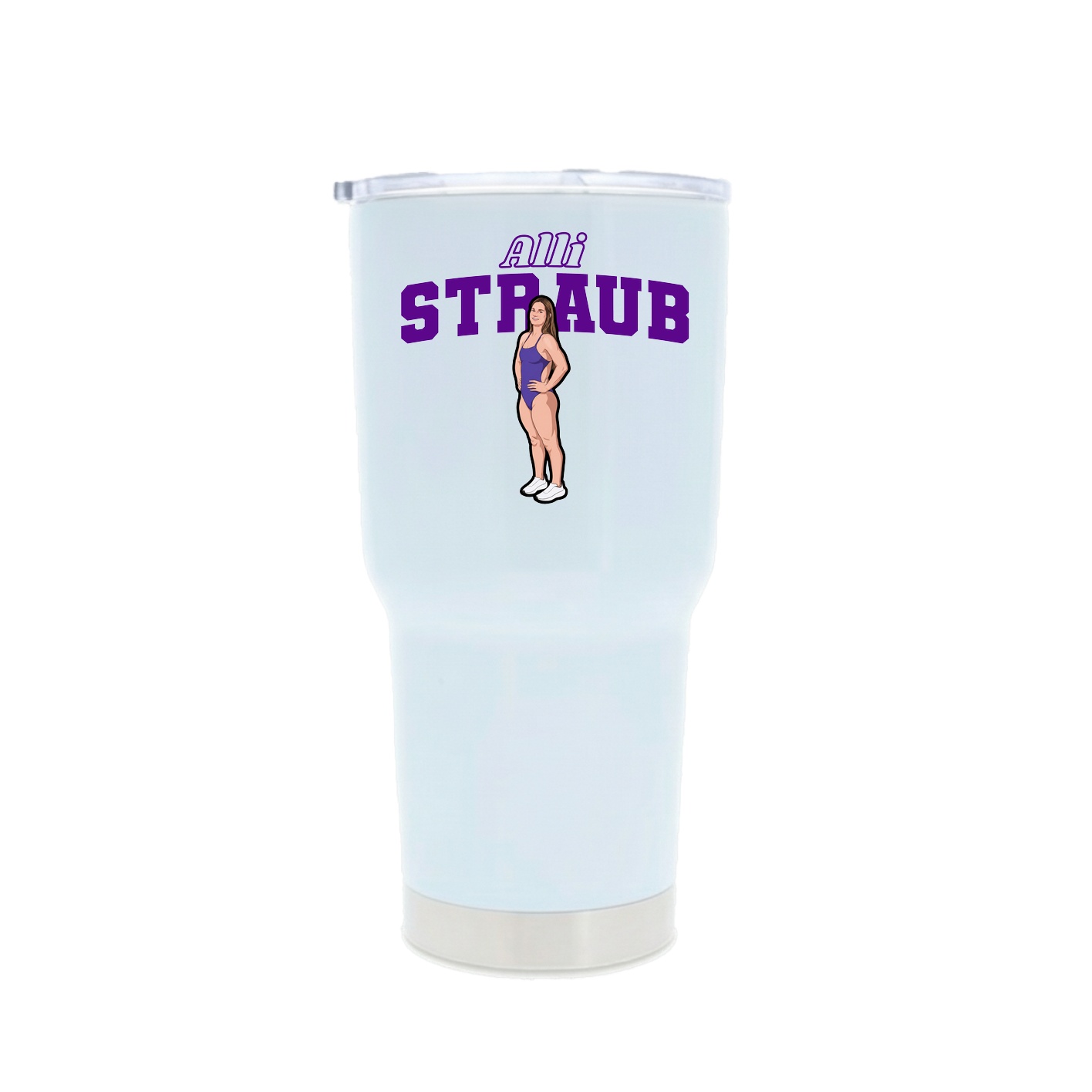 30oz Stainless Steel Tumbler — Name Arch in White