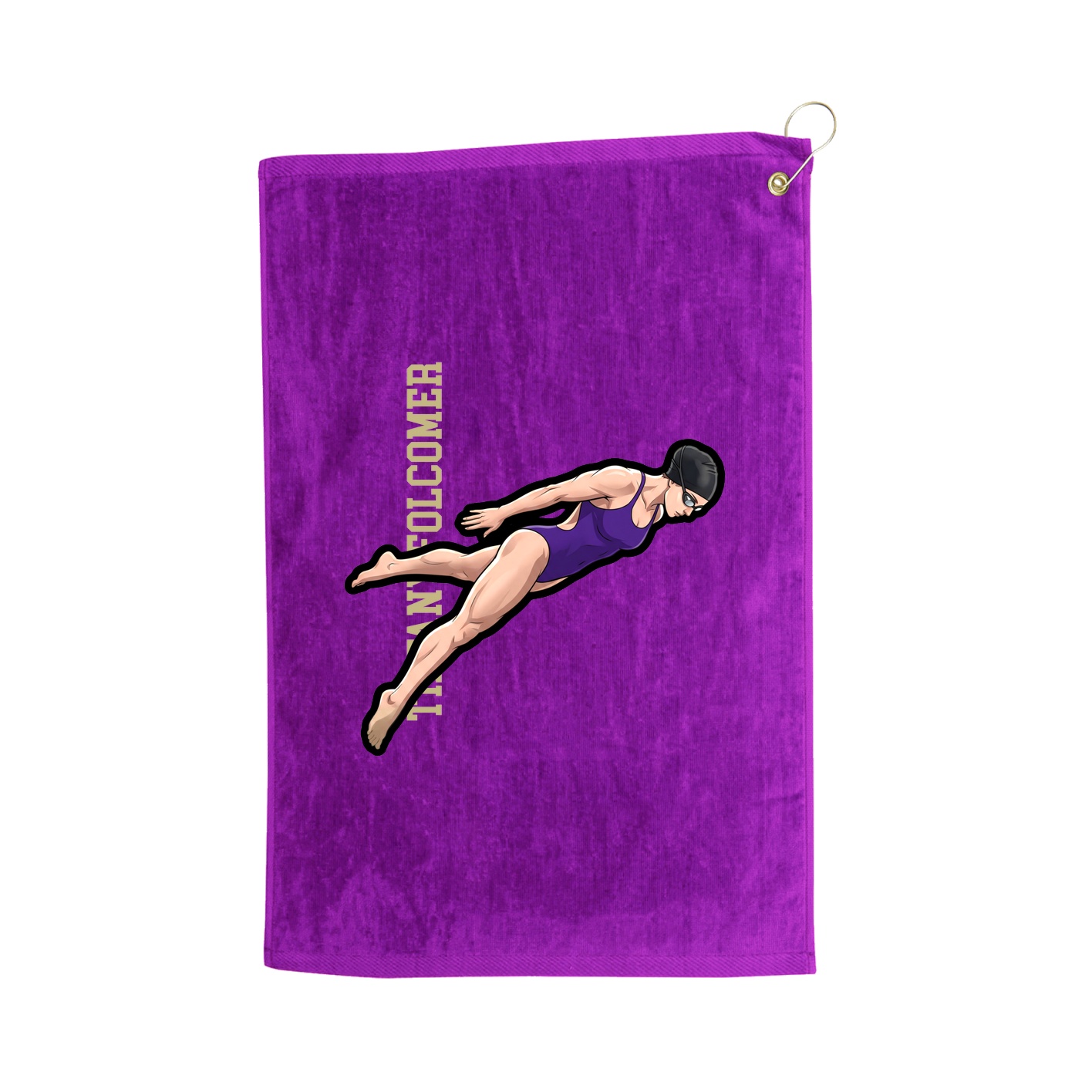 Golf Towel — Name Vertical in Purple
