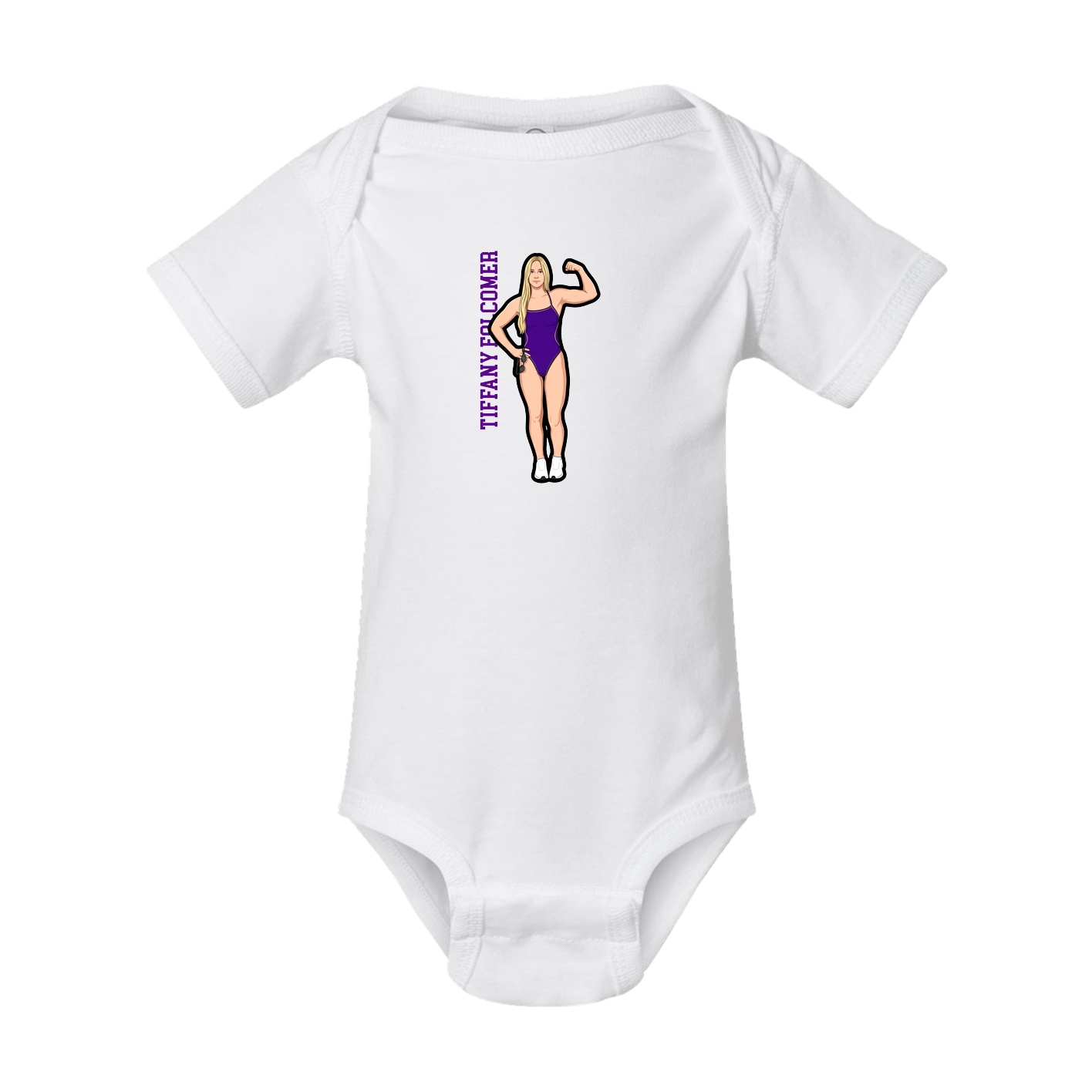 Baby Onesie — Name Vertical in White