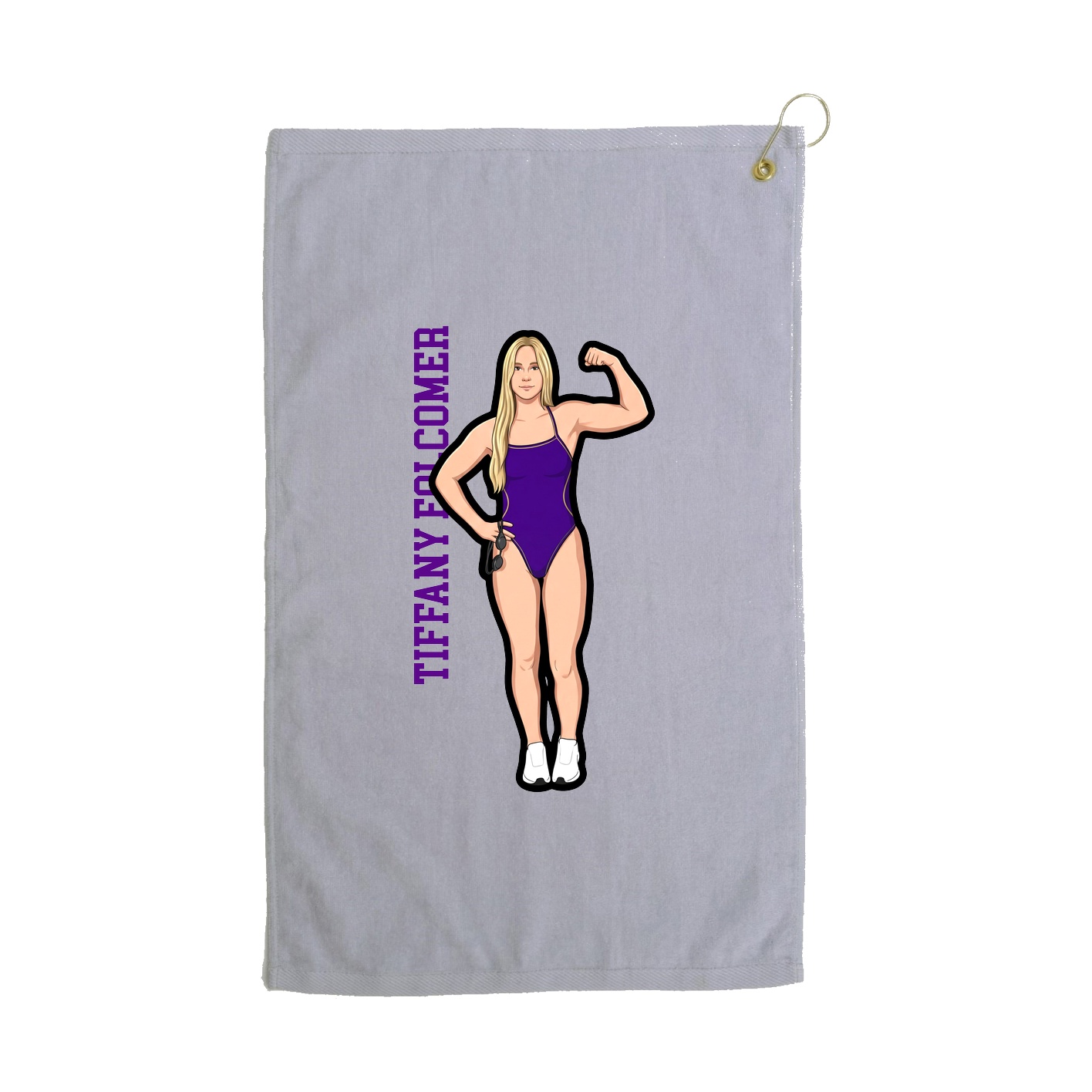 Golf Towel — Name Vertical in Grey