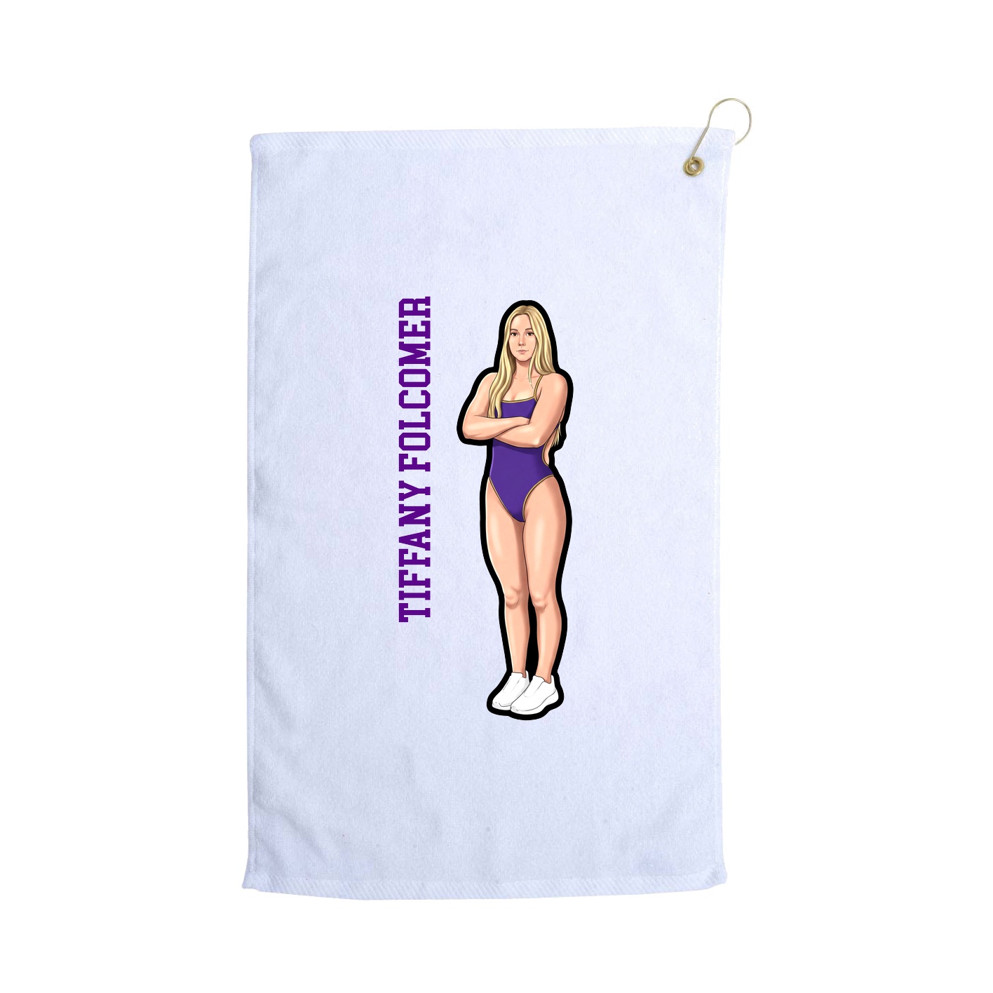 Golf Towel — Name Vertical in White
