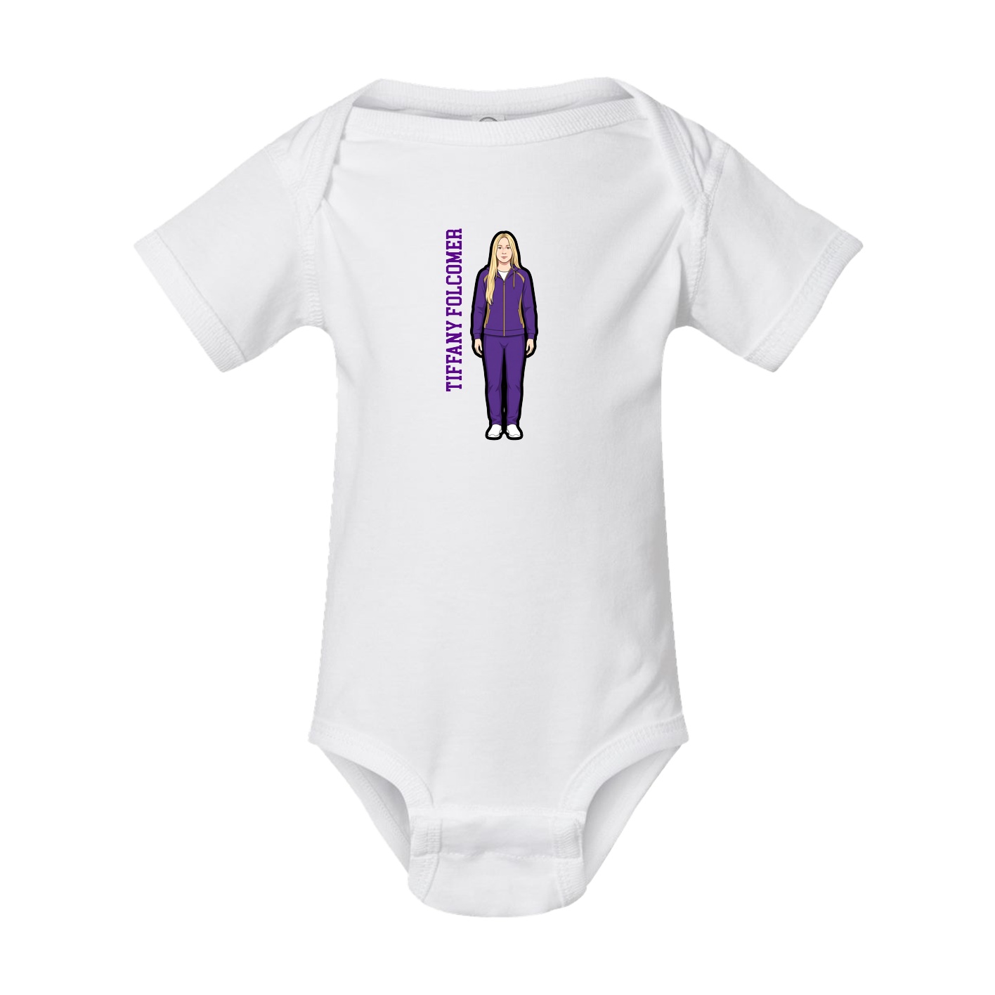 Baby Onesie — Name Vertical in White