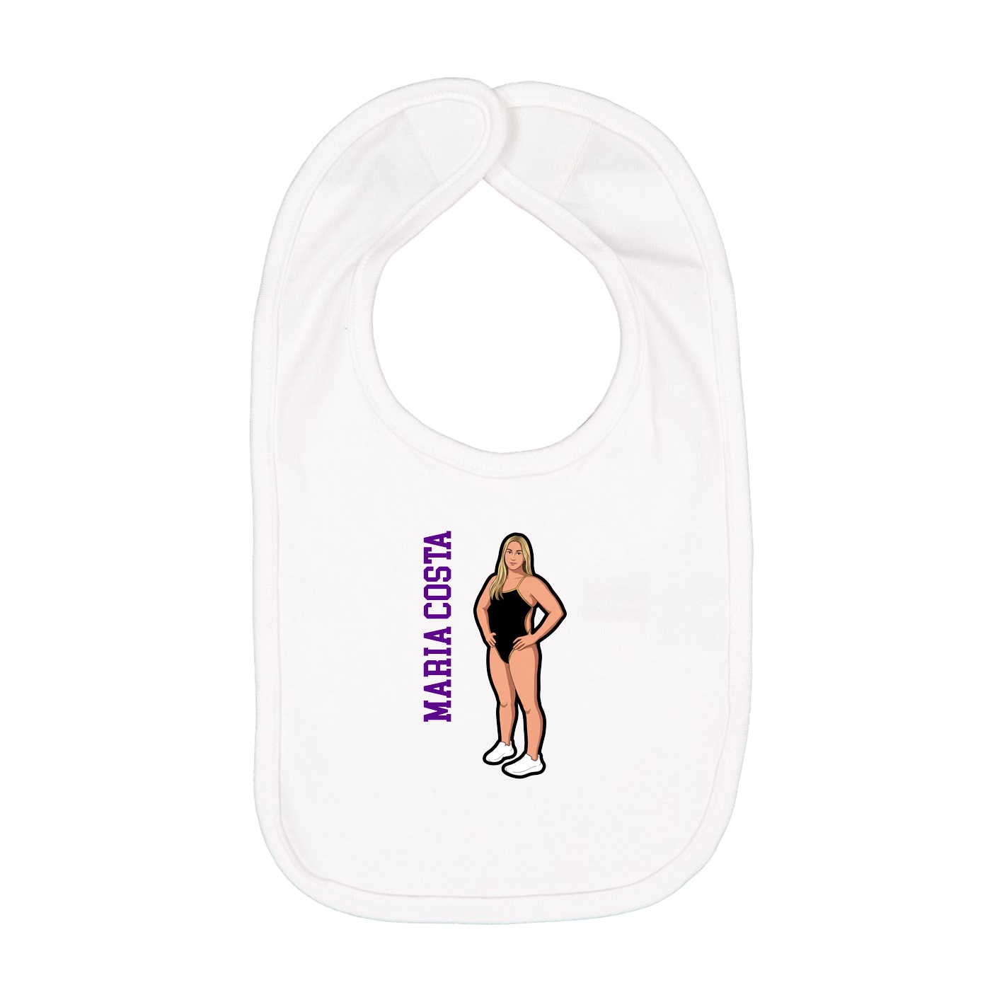 Infant Bib — Name Vertical in White