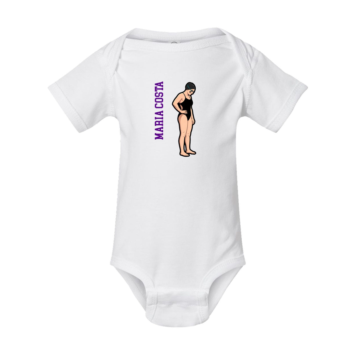 Baby Onesie — Name Vertical in White