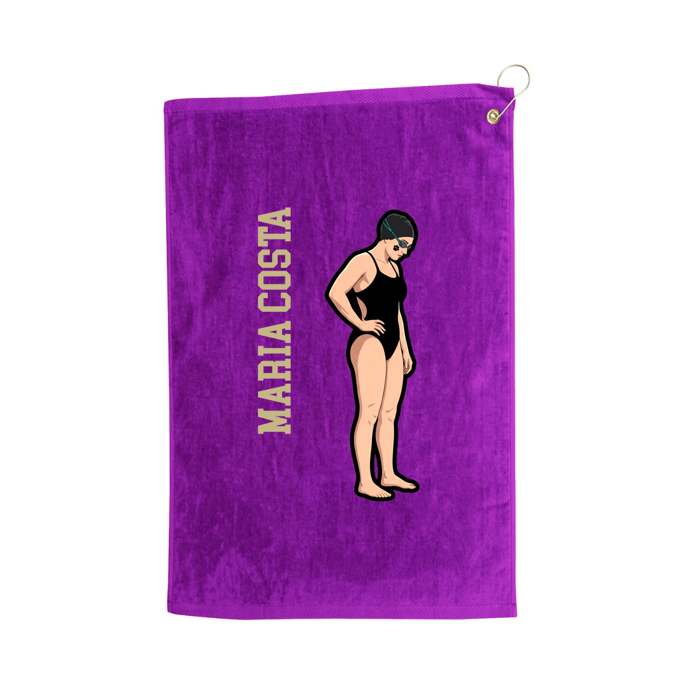 Golf Towel — Name Vertical in Purple