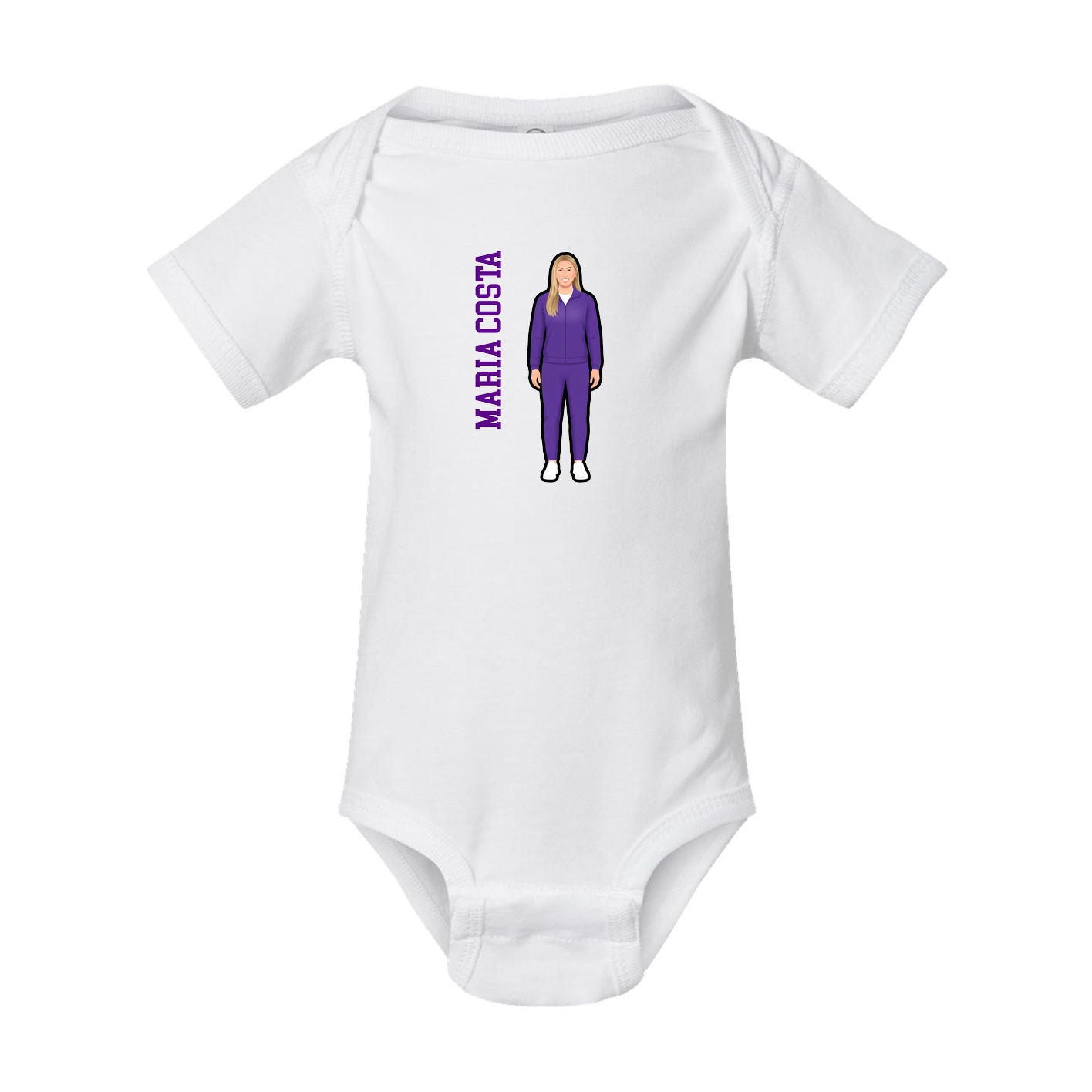 Baby Onesie — Name Vertical in White
