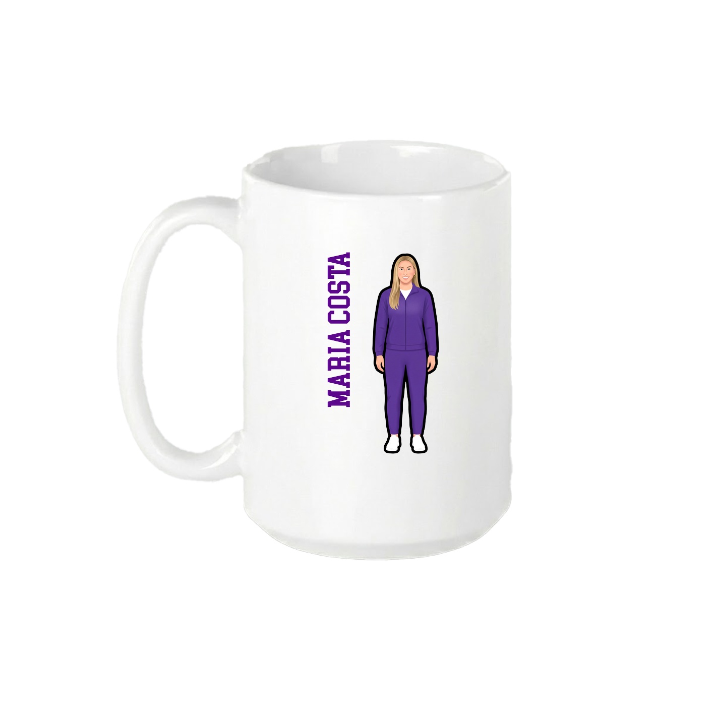 15oz Coffee Mug — Name Vertical in White