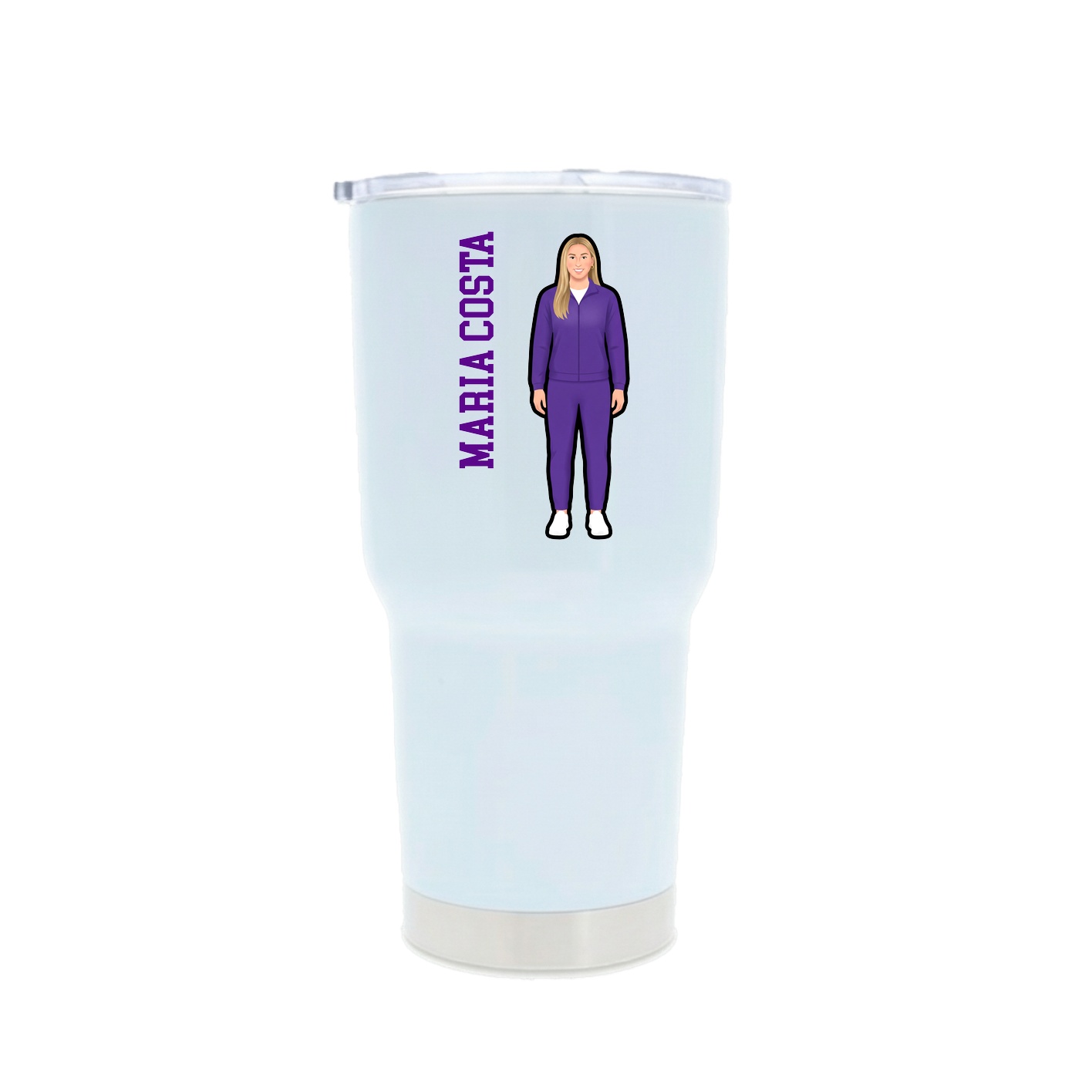 30oz Stainless Steel Tumbler — Name Vertical in White