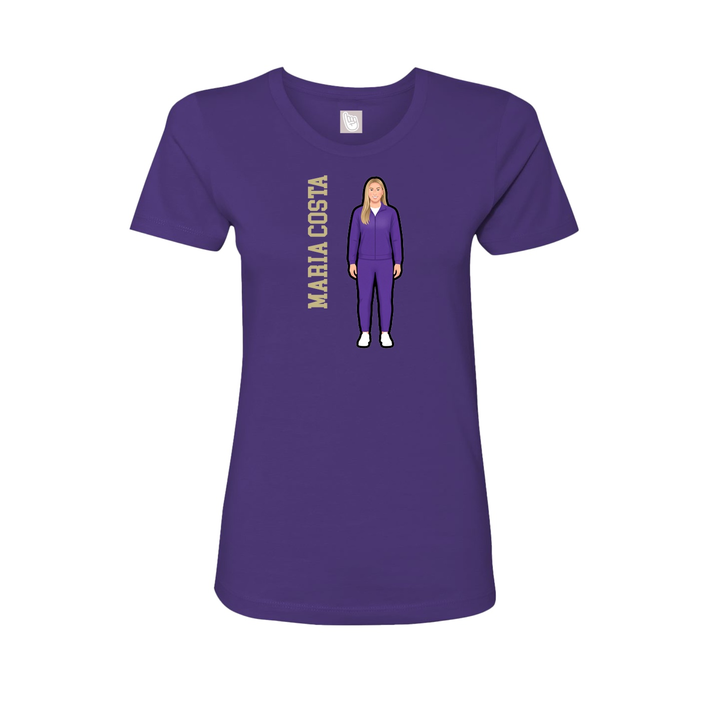 Fitted Women's Tee — Name Vertical in Purple