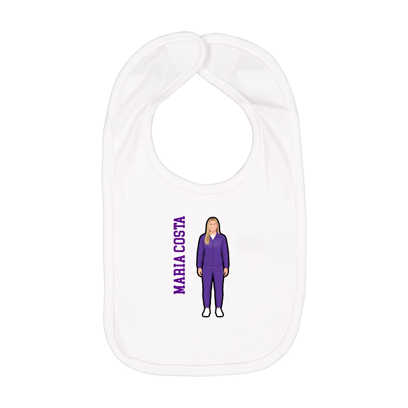 Infant Bib — Name Vertical in White