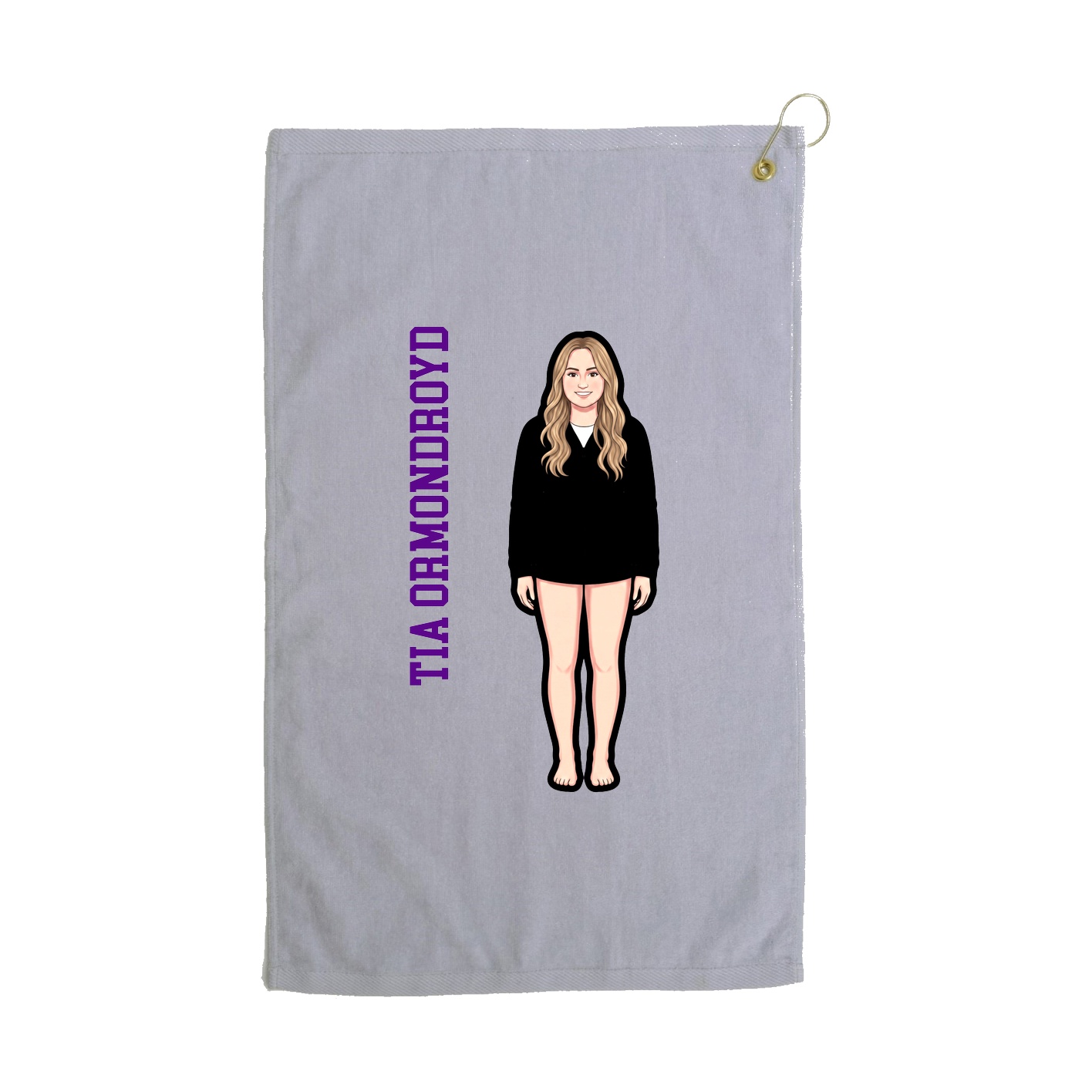Golf Towel — Name Vertical in Grey