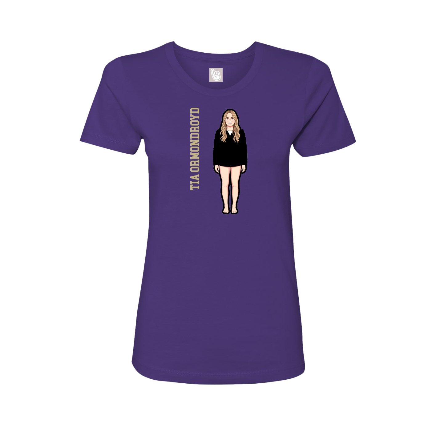 Fitted Women's Tee — Name Vertical in Purple