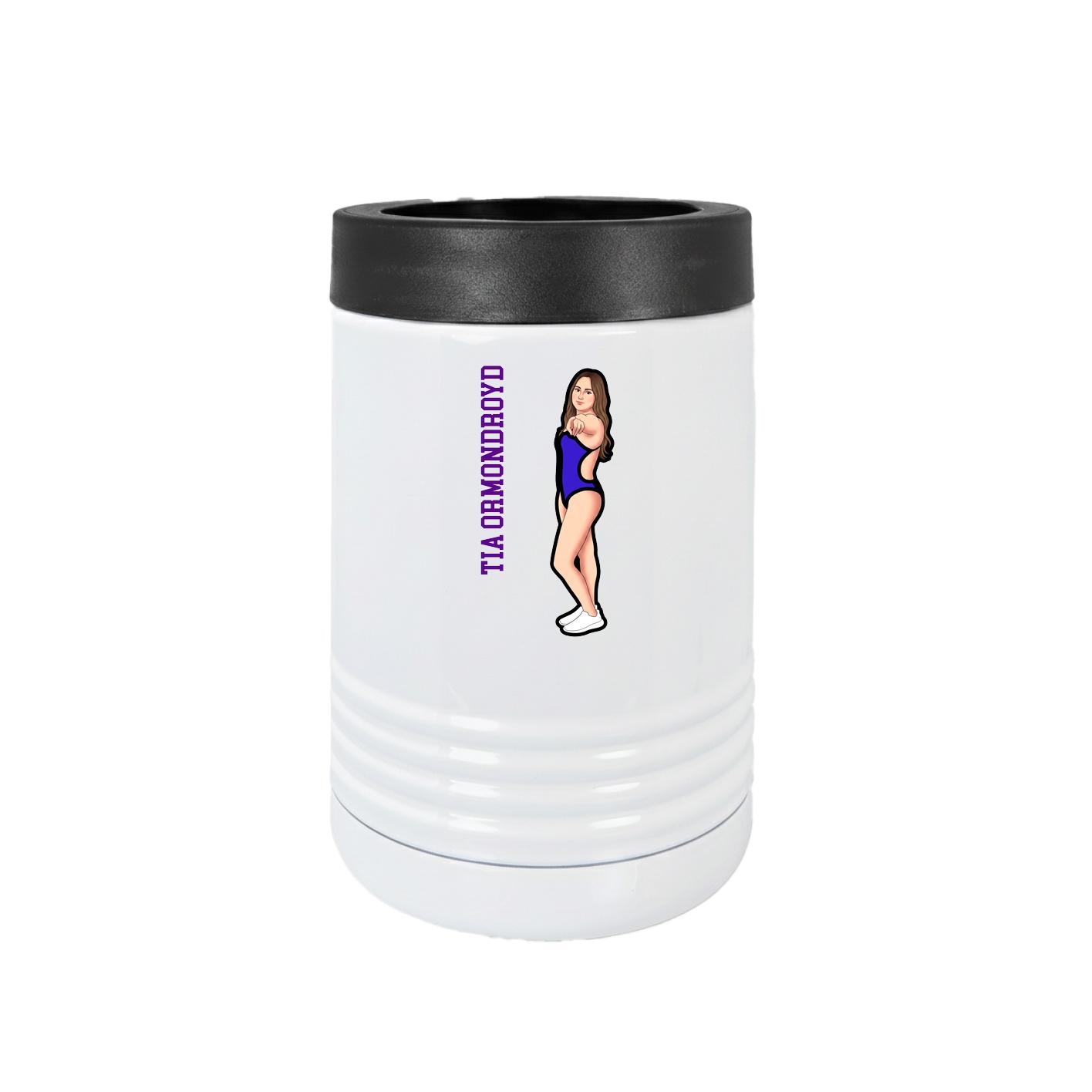Beverage Holder — Name Vertical in White