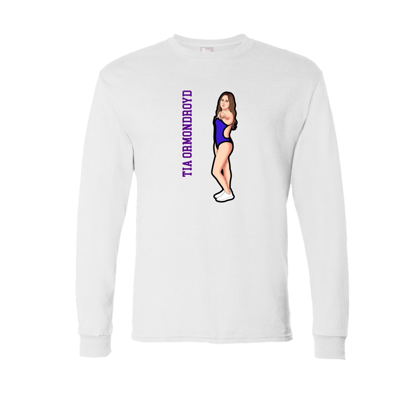 Long Sleeve Tee — Name Vertical in White