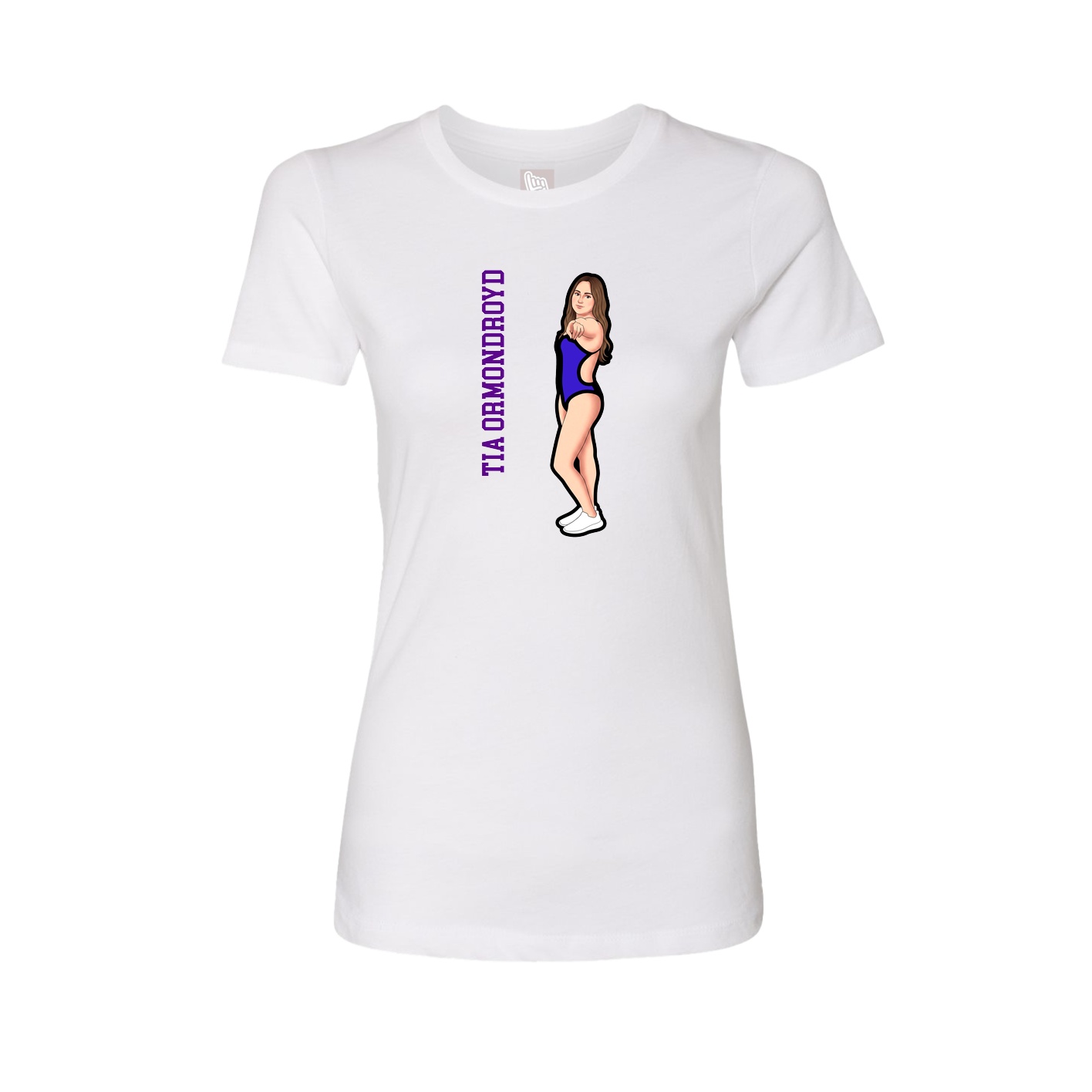 Fitted Women's Tee — Name Vertical in White