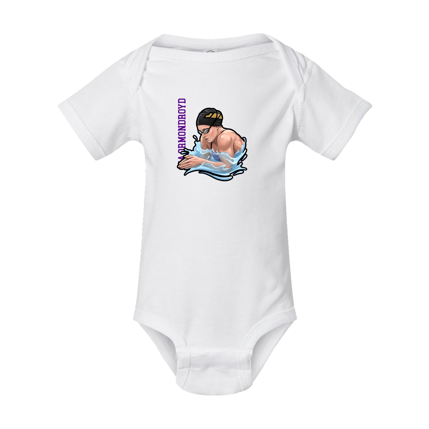 Baby Onesie — Name Vertical in White