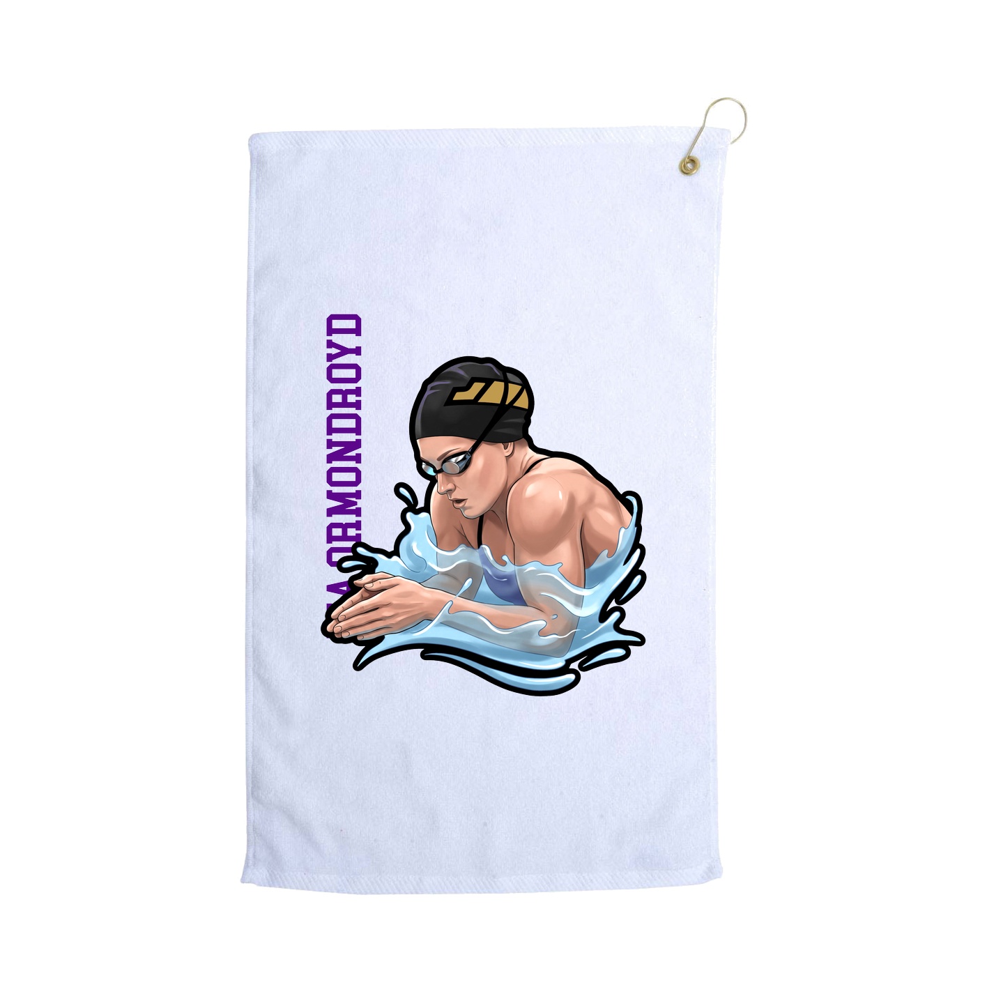 Golf Towel — Name Vertical in White