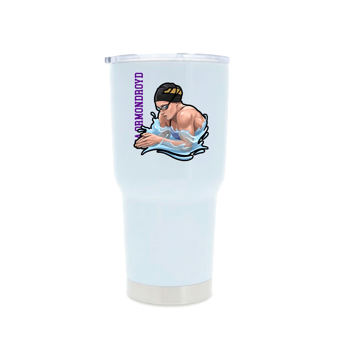 30oz Stainless Steel Tumbler — Name Vertical in White
