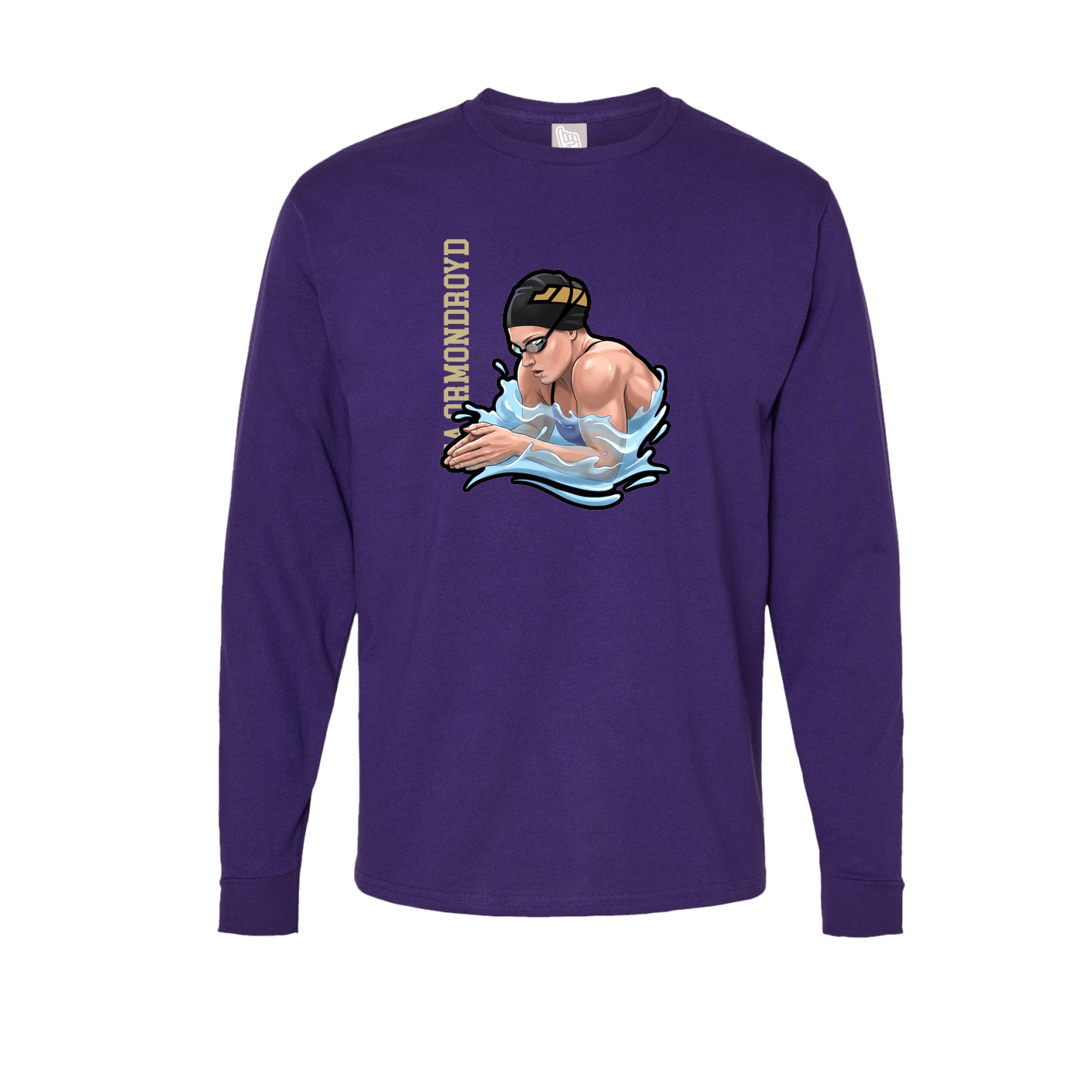 Long Sleeve Tee — Name Vertical in Purple