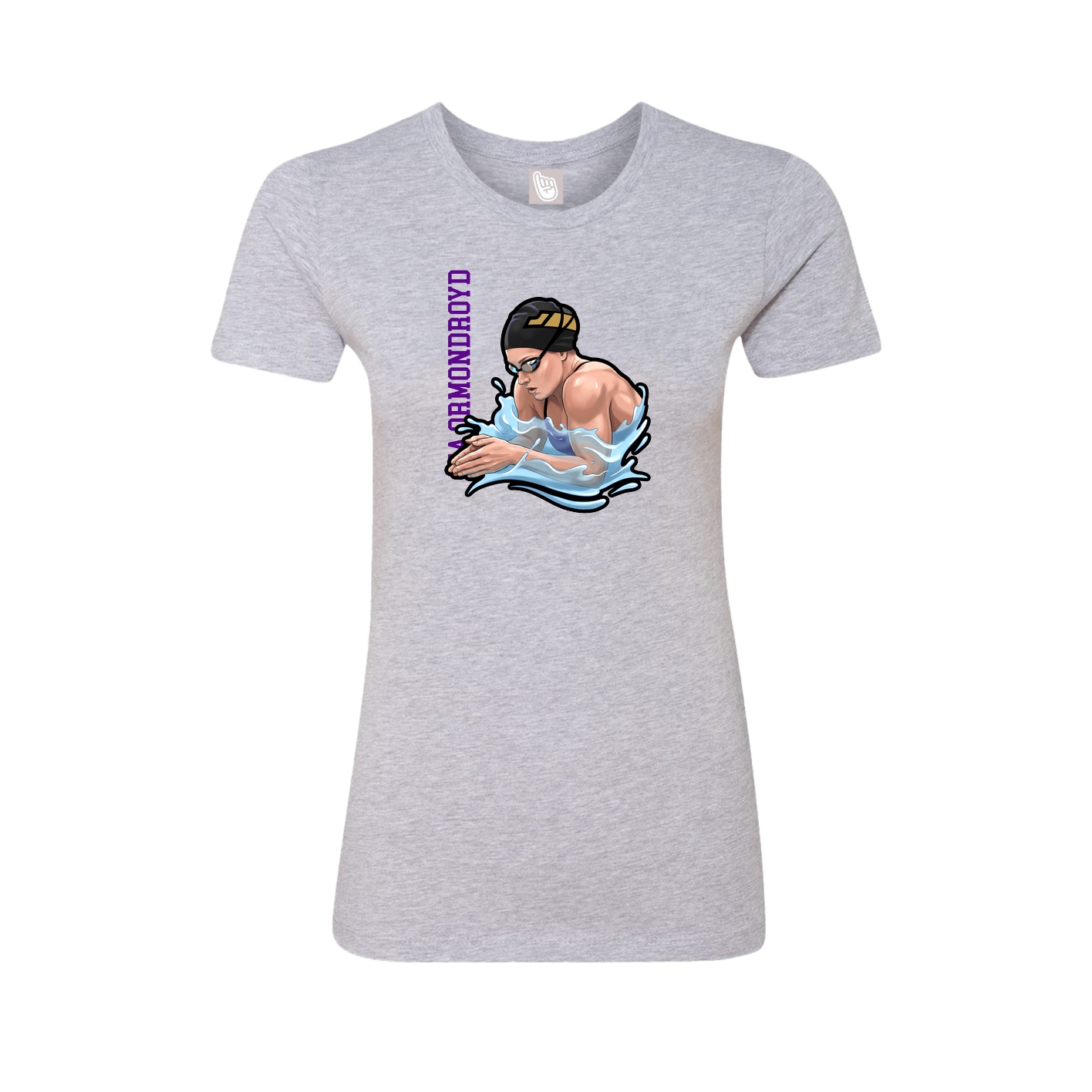 Fitted Women's Tee — Name Vertical in Grey