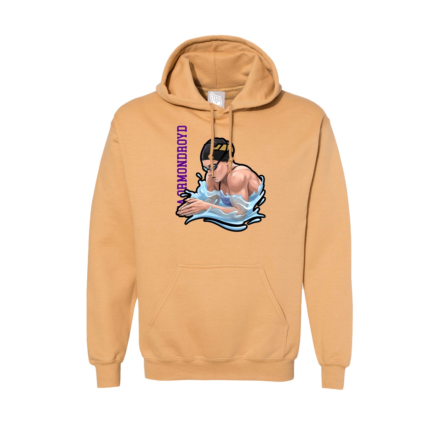 Hoodie — Name Vertical in Vegas Gold