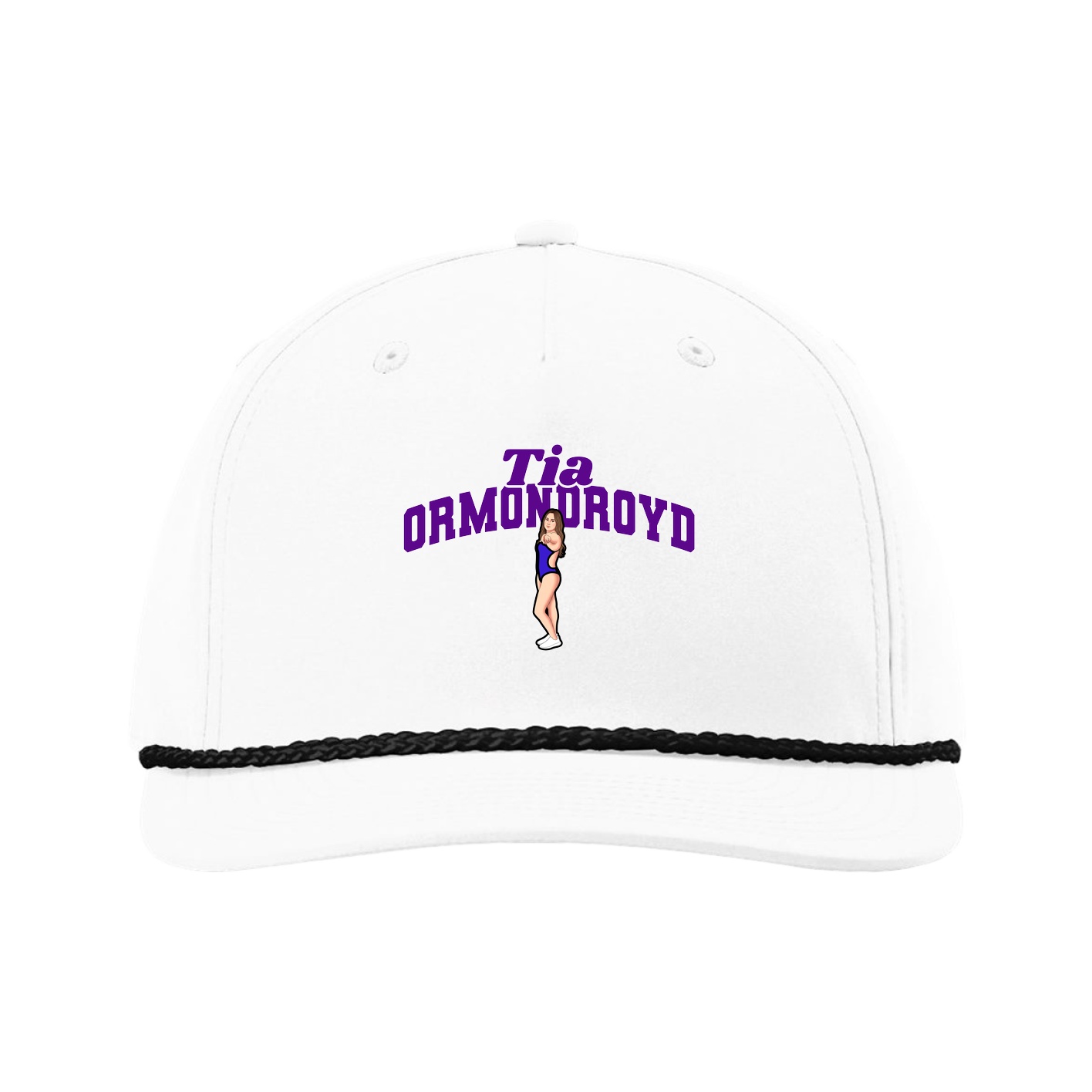 Five-Panel Classic Rope Cap — Signature Arch in White