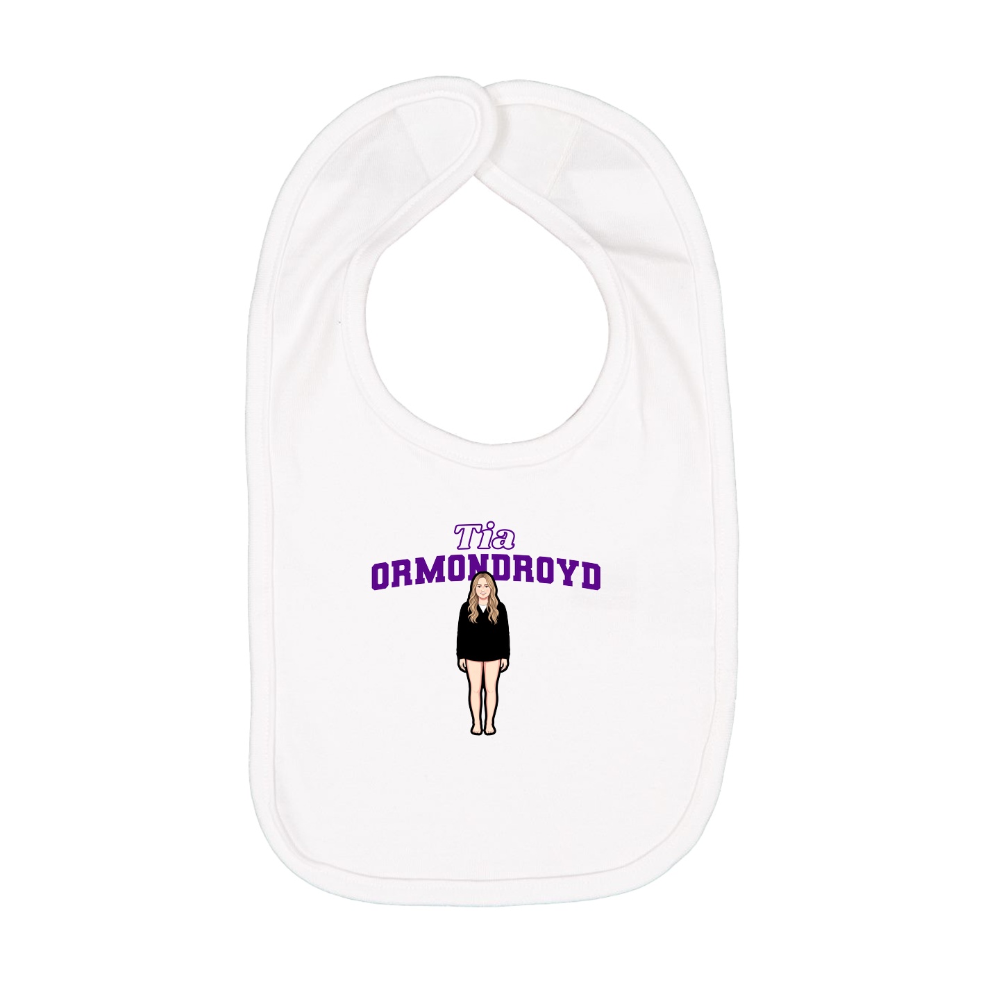 Infant Bib — Name Arch in White