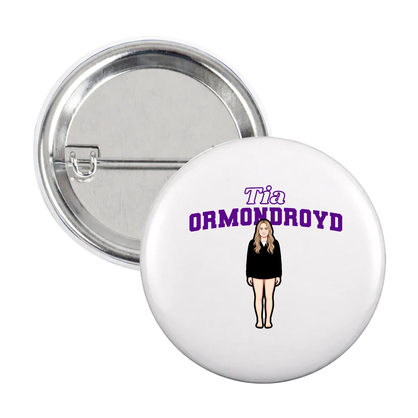 Game Day Button — Name Arch in White