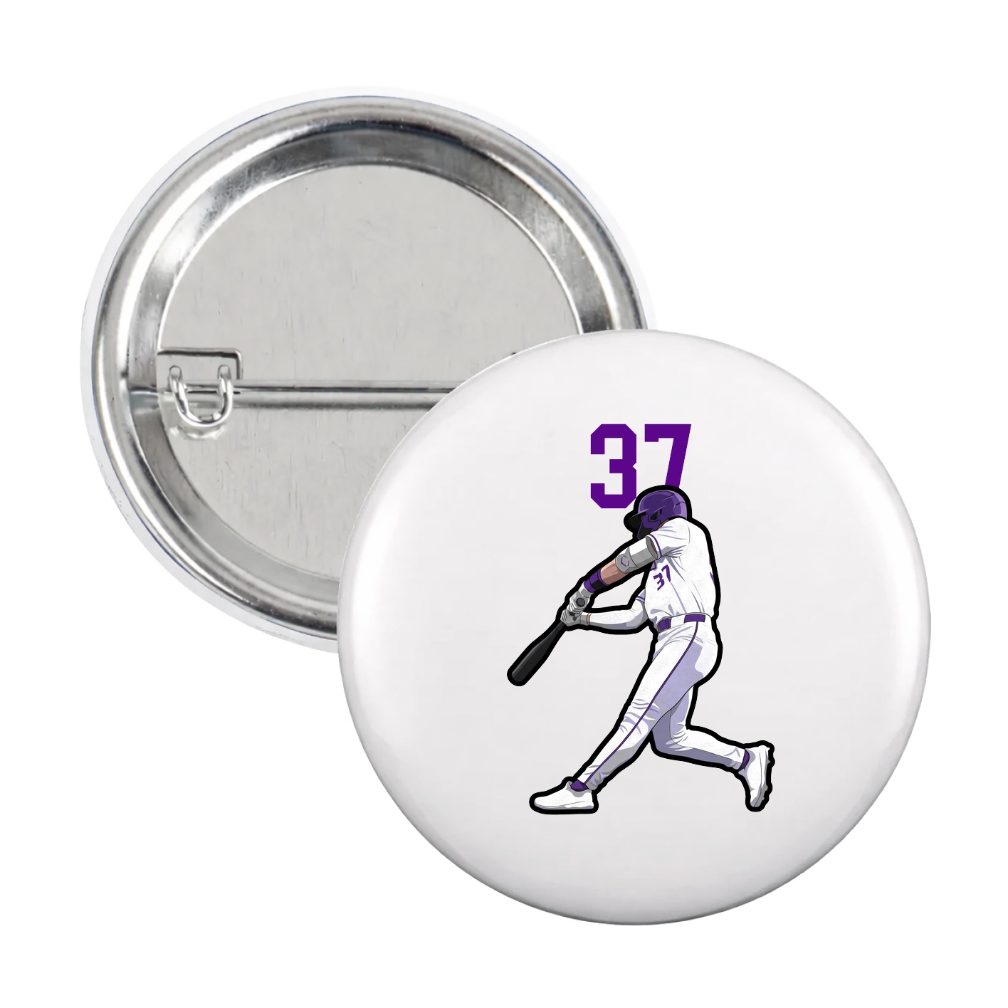 Game Day Button — Number Top in White