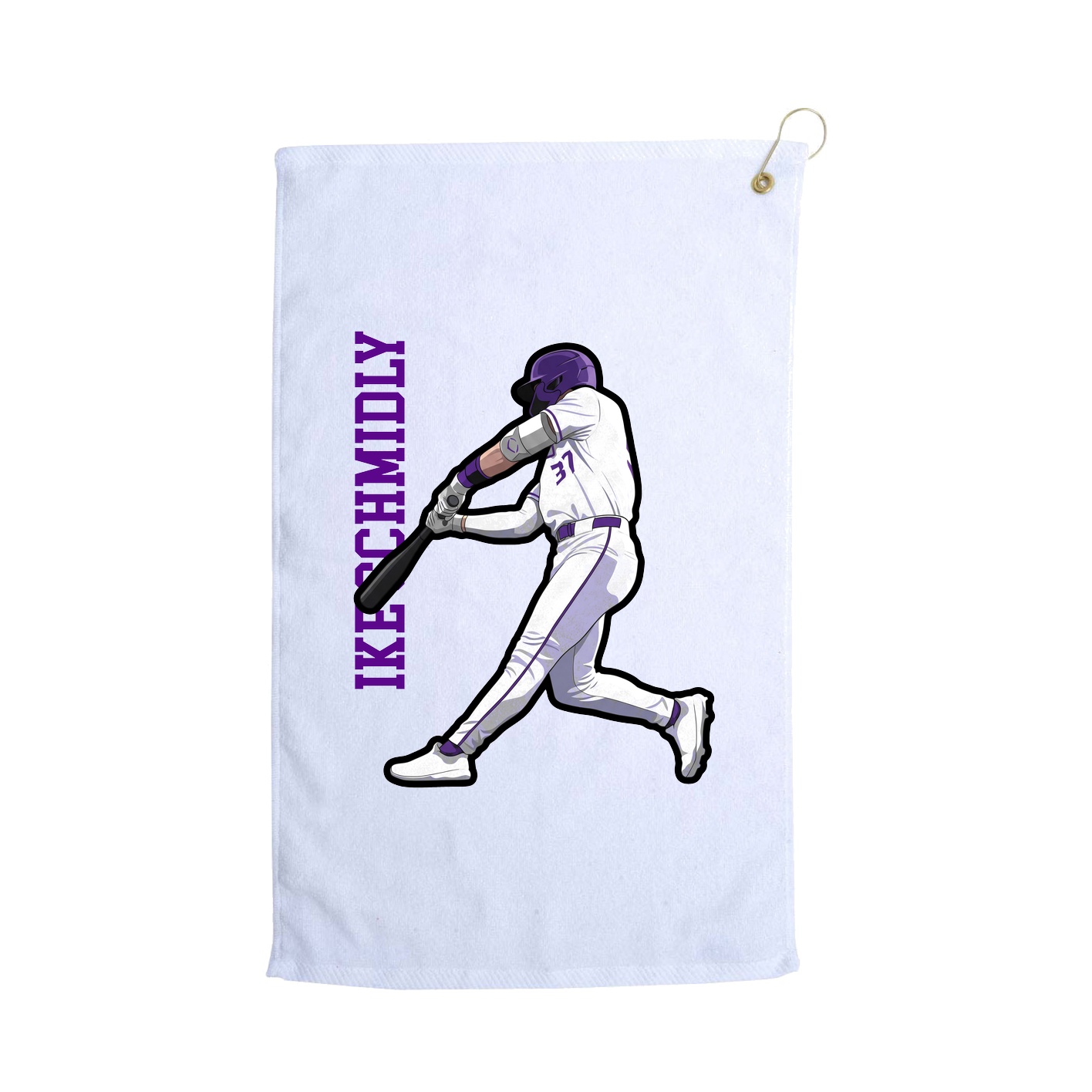 Golf Towel — Name Vertical in White