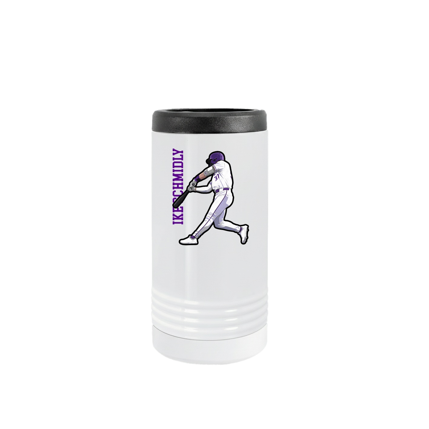 Slim Beverage Holder — Name Vertical in White