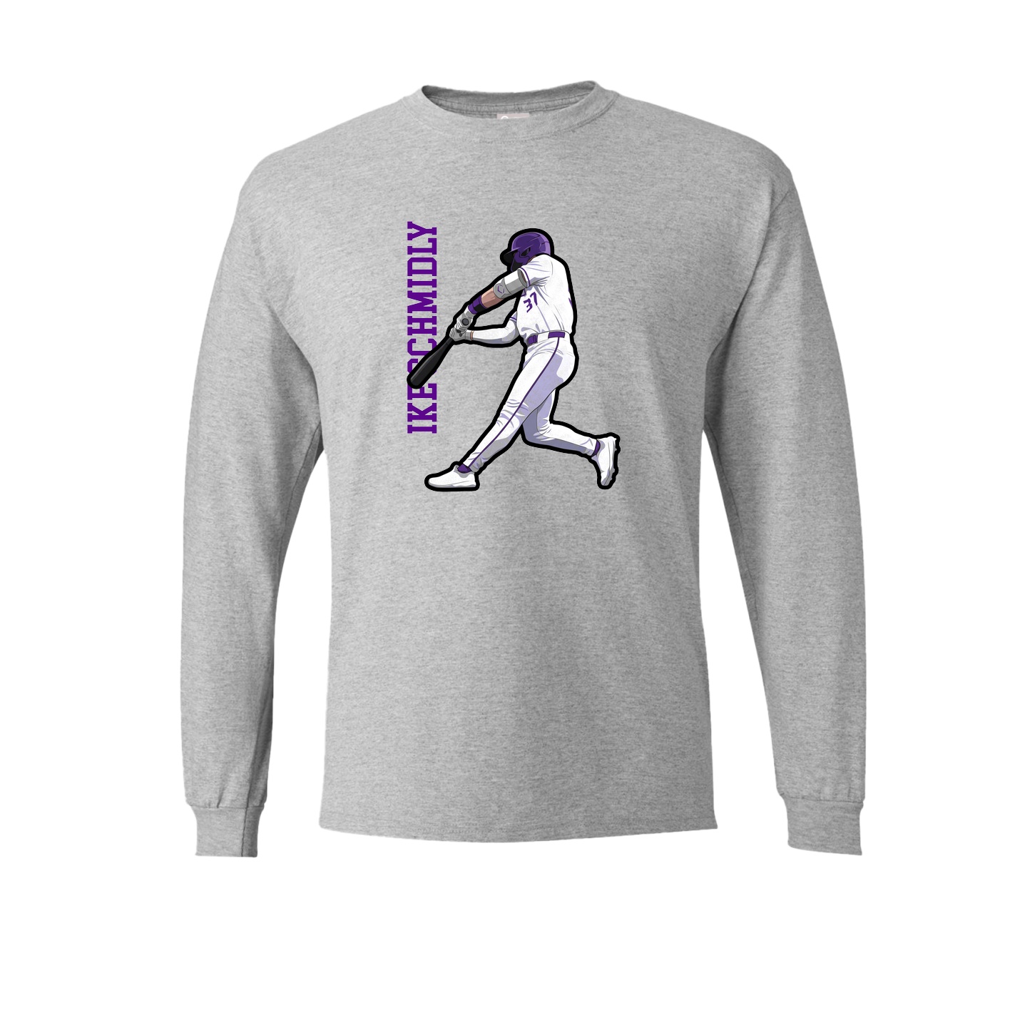 Long Sleeve Tee — Name Vertical in Grey