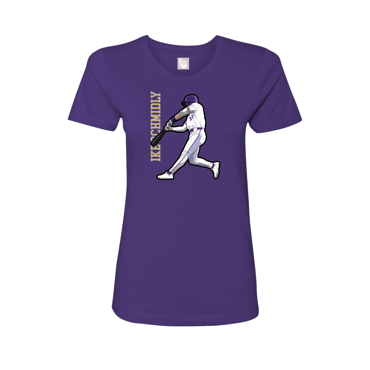 Fitted Women's Tee — Name Vertical in Purple