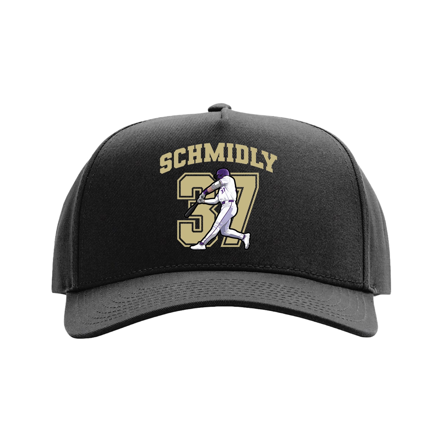 Full Fabric Five-Panel Champ Cap — Number in Black