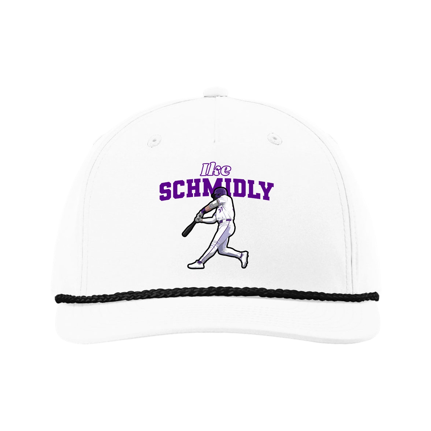 Five-Panel Classic Rope Cap — Name Arch in White