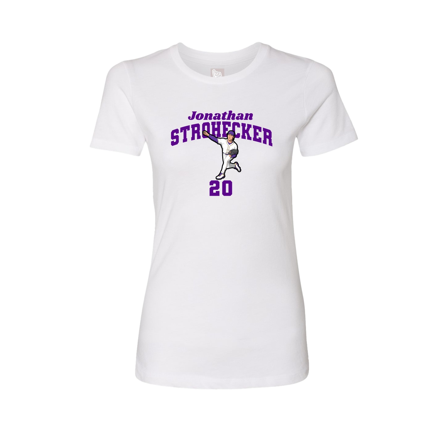 Fitted Women's Tee — Signature Arch in White