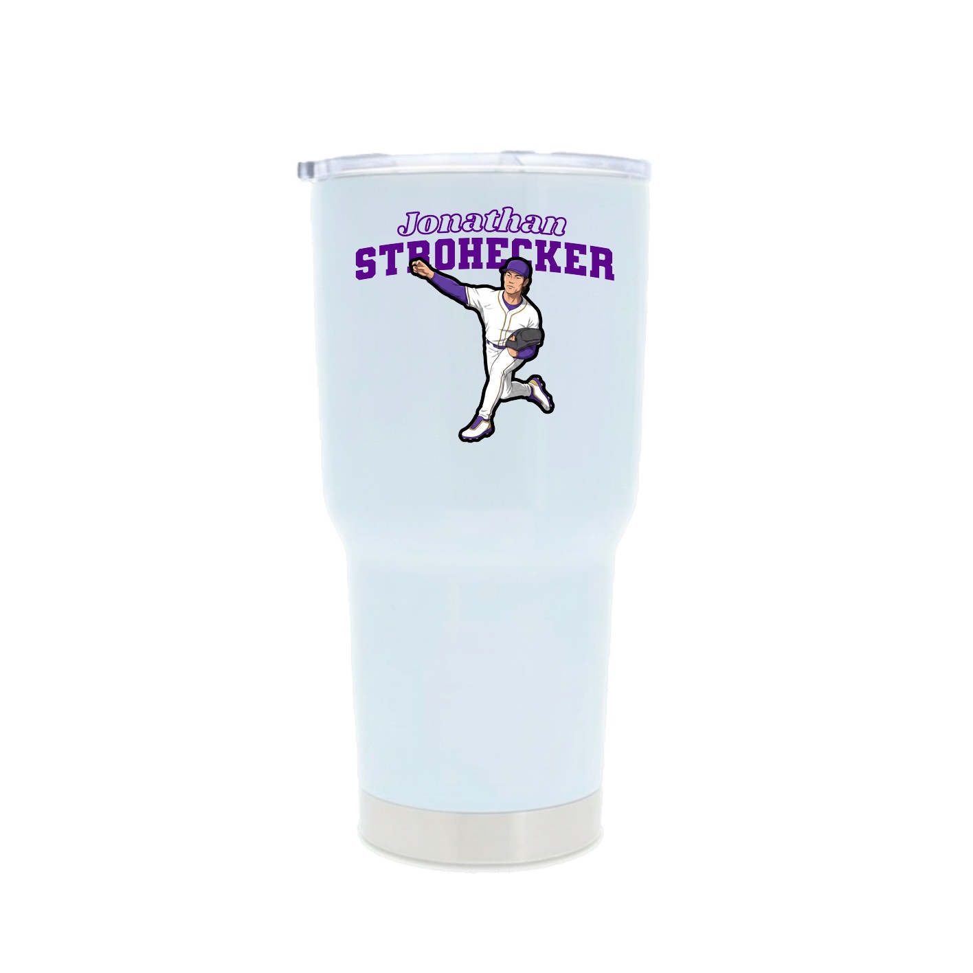 30oz Stainless Steel Tumbler — Name Arch in White