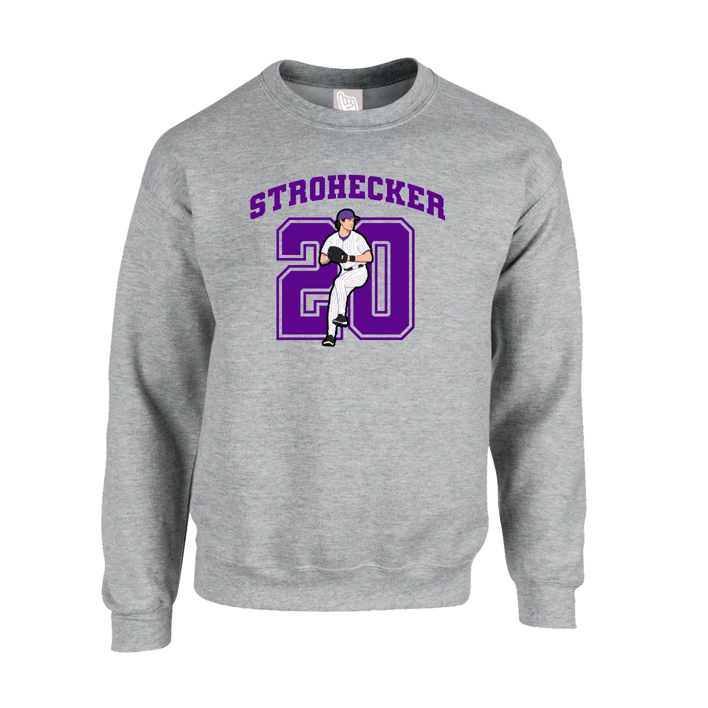 Fleece Crew — Number in Grey
