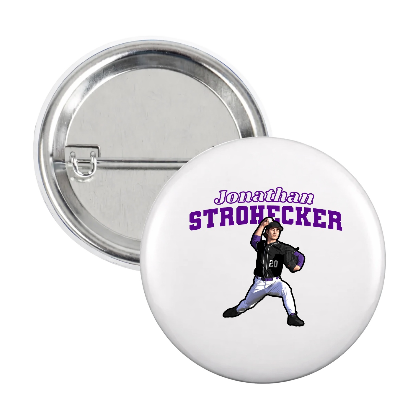 Game Day Button — Name Arch in White