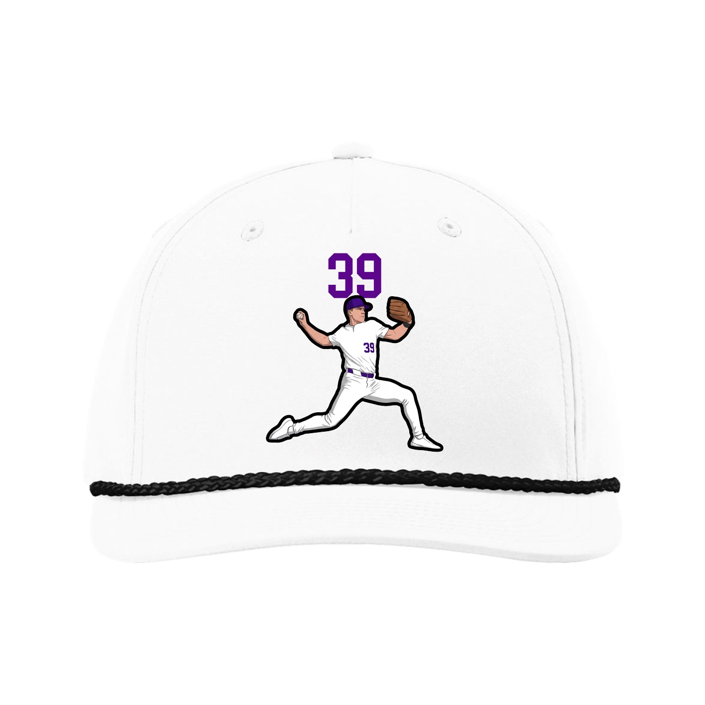 Five-Panel Classic Rope Cap — Number Top in White