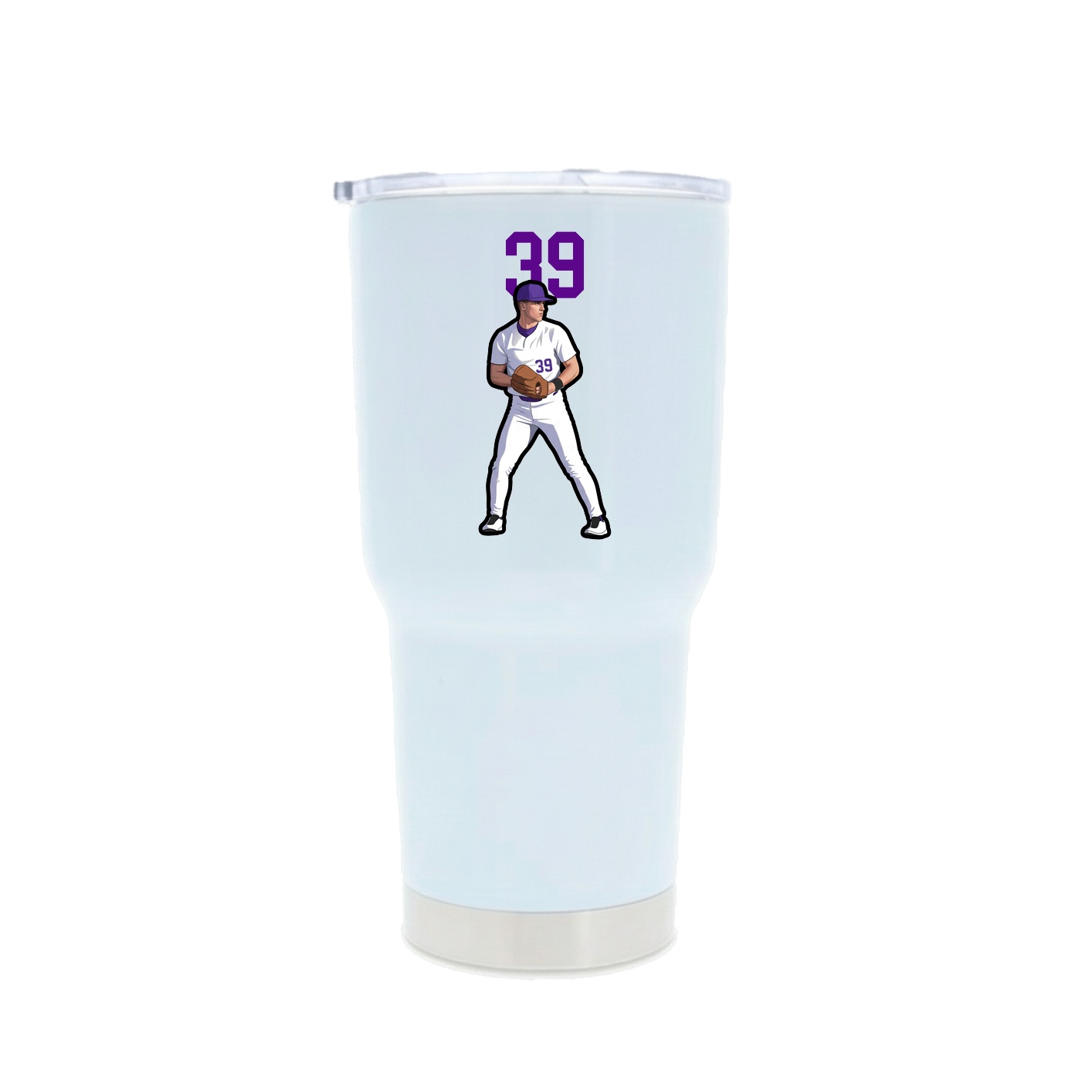 30oz Stainless Steel Tumbler — Number Top in White