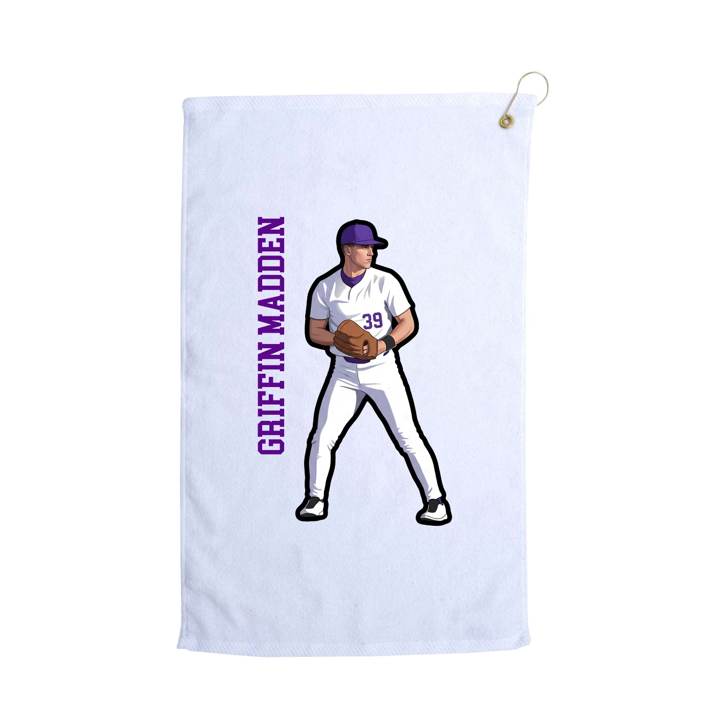 Golf Towel — Name Vertical in White