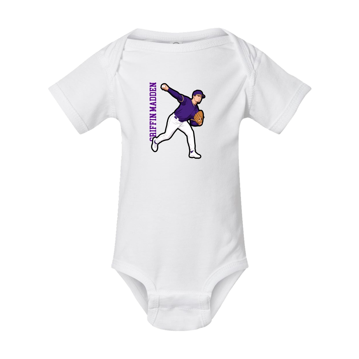 Baby Onesie — Name Vertical in White