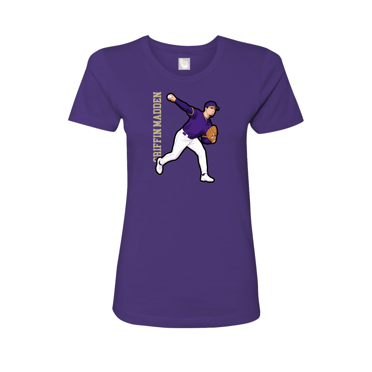 Fitted Women's Tee — Name Vertical in Purple