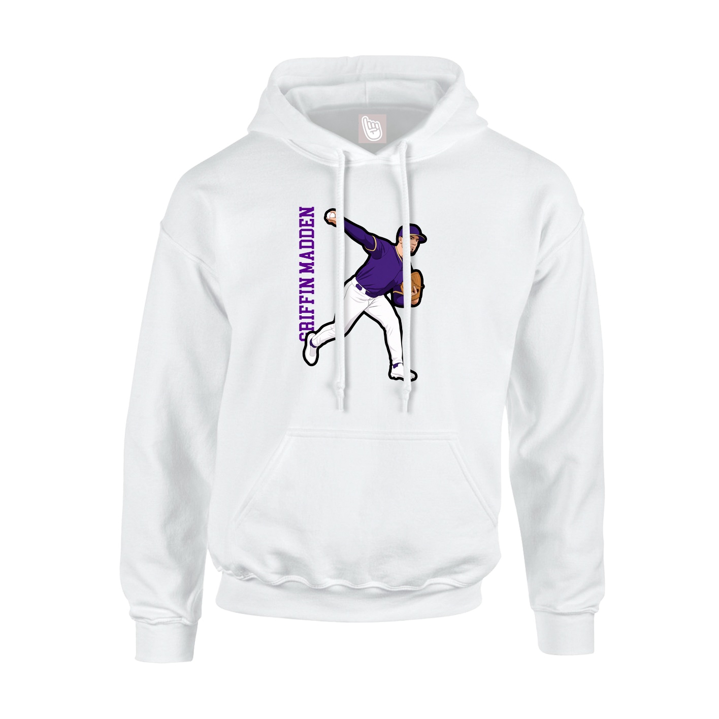 Youth Hoodie — Name Vertical in White