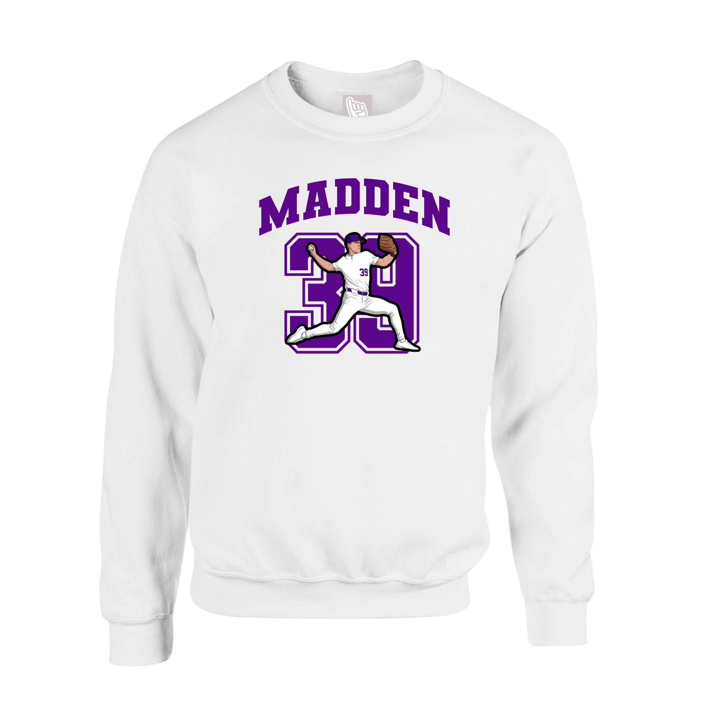 Fleece Crew — Number in White