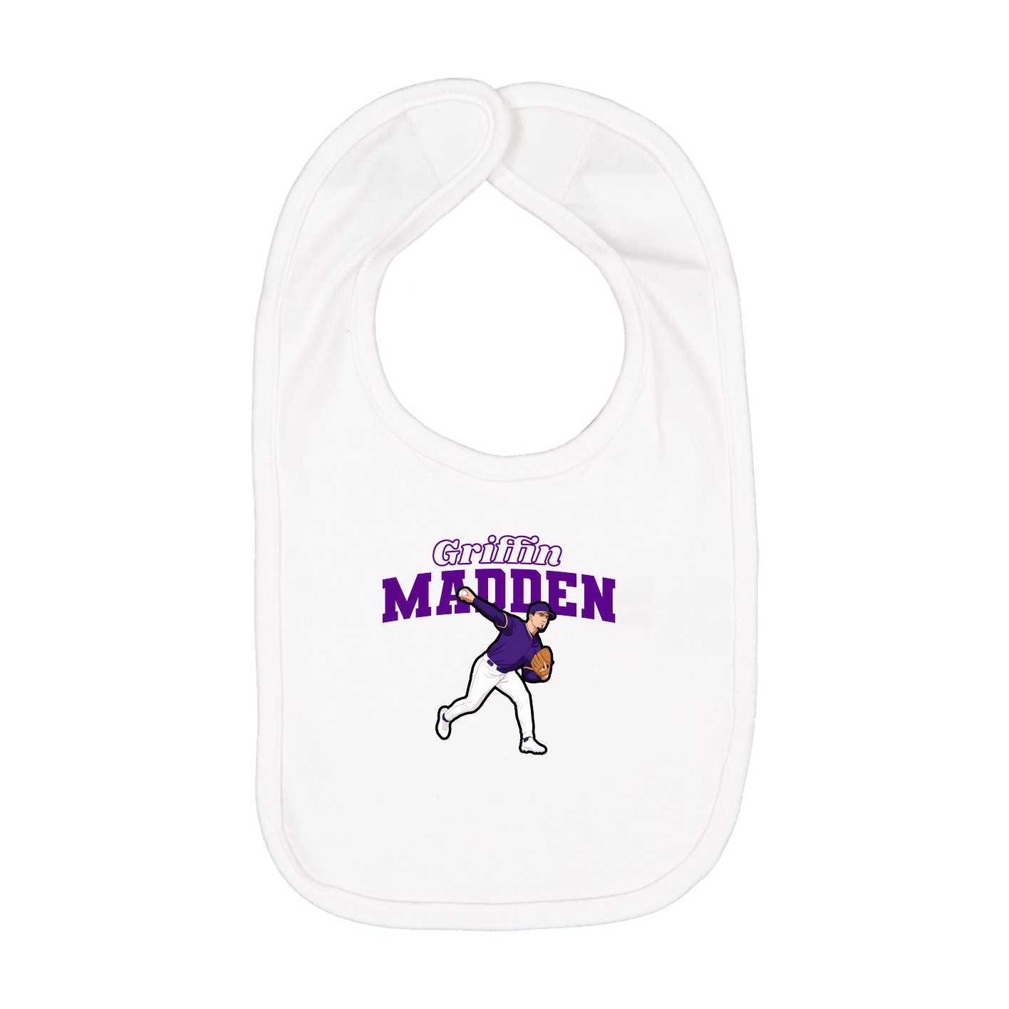 Infant Bib — Name Arch in White