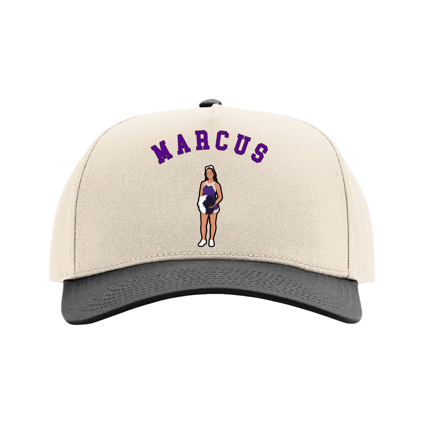 Full Fabric Five-Panel Champ Cap — Shirsey Arch in Cream/Black