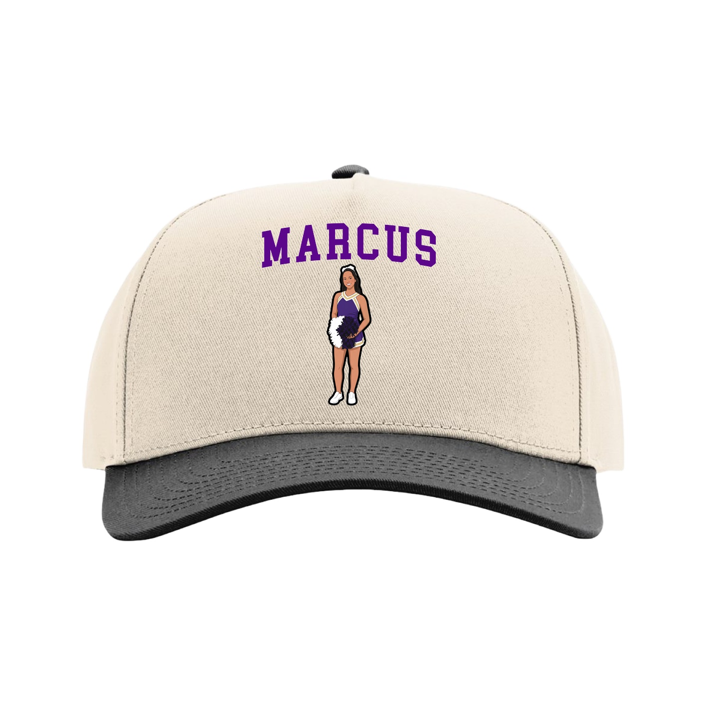 Full Fabric Five-Panel Champ Cap — Shirsey in Cream/Black